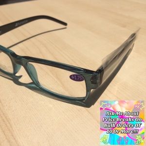 NWT Teal Striped Frame w/Black Arm Glasses